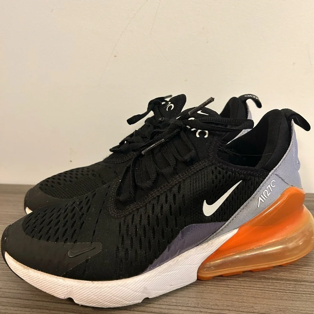 Nike Air Max 270 Black Orange Accent Sneakers Women’s 7 / Youth 5.5 - Picture 4 of 9